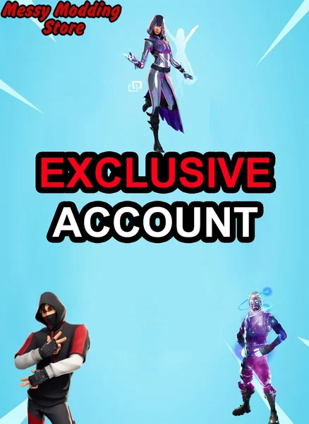 Fortnite Full Access Accounts with Guaranteed Exclusive Skin — MessyModdingStore. FN account tier card art.