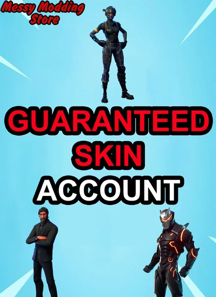 Fortnite Full Access Accounts with Guaranteed Skin — MessyModdingStore. FN account tier card art.