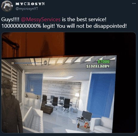 MessyModdingStore customer tweet screenshot