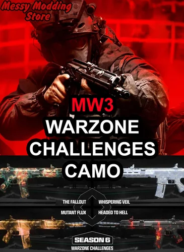 Modern Warfare III / Warzone: The Fallout Camo + The Fallout Camo + Mutant Flux Camo + Whispering Veil Camo + Headed To Hell Camo — MessyModdingStore
