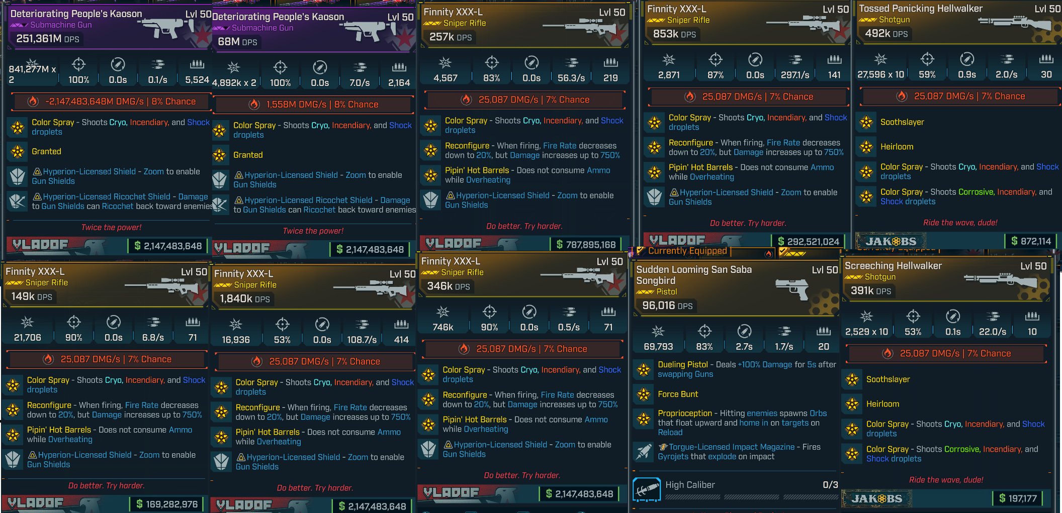 Borderlands 4 – Bundle- 71 Crazy Modded/ Modified OneShot Guns (1 Mil to 999 bil DPS) — MessyModdingStore